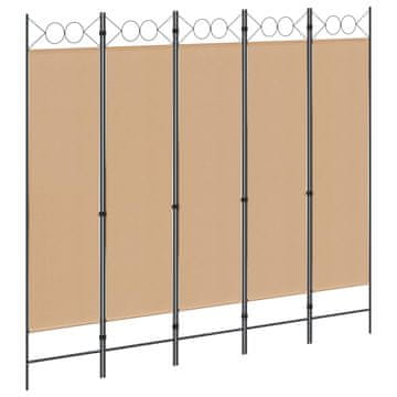Vidaxl 5-panelni pregradni zid Bež 200 x 180 cm Blago