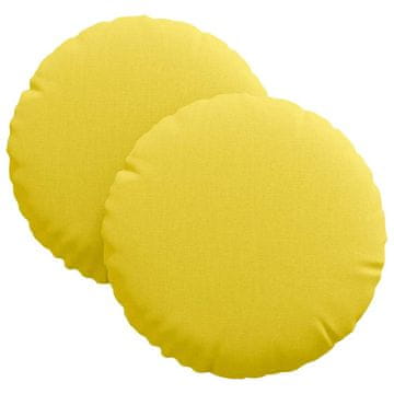 Vidaxl Sedežne blazine 2 szt. Svetlo rumena Ø30 x 13 cm blago