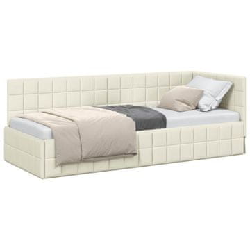 Vidaxl Kotna postelja z vzglavjem krema 80 cm x 200 cm Žamet