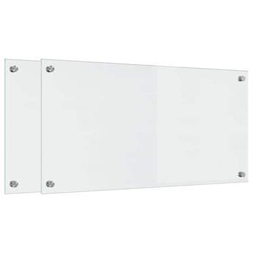 Vidaxl Kuhinjski panel 2 szt. Transparentno 80 x 40 cm kaljeno steklo