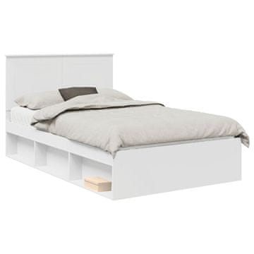 Vidaxl Konstrukcija postelje Bela 120 x 200 cm Masivno borovo les
