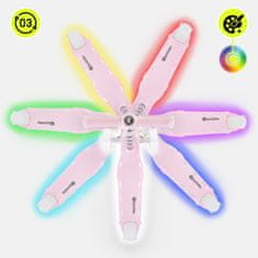 HyperMotion Rožnati trikolesni skiro z RGB LED osvetlitvijo za otroke - nastavljivo krmilo s 4 ravnmi, zadnja zavora, starost od 3 do 8 let