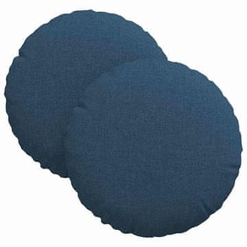 Vidaxl Sedežne blazine 2 szt. Modra Ø30 x 13 cm blago