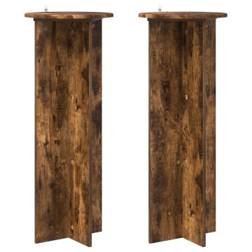 Vidaxl Stojalo za rastline 2 kos Dimljen hrast Ø40 x 100 cm