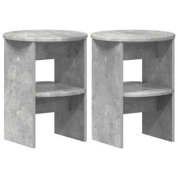 Vidaxl Stranska omara 2 szt. Beton Siva Ø40 x 50 cm Konstruirano leseno