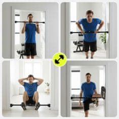 HyperMotion Raztezna palica za vadbo moči za vratne podboje 74–100 cm - nosilnost 200 kg, jekleno jedro, namestitev brez vrtanja, ročaji iz pene NBR