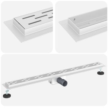 Vidaxl Odvod za prho z linijskim dizajnom srebrna 90 cm