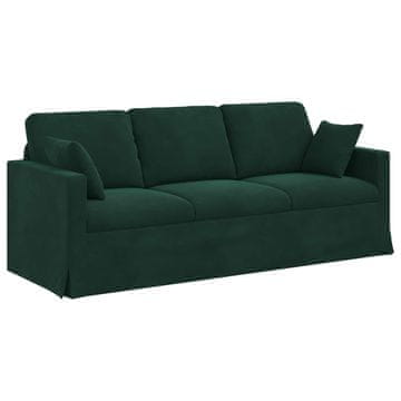 Vidaxl Kavč Temno zelena 198 x 78 x 80 cm Žamet