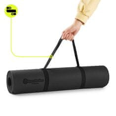 HyperMotion Dvostranska podloga za jogo iz TPE debeline 6 mm črna - 183 x 61 cm, nedrseča površina, osrednja črta, trak za prenašanje