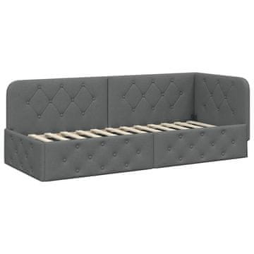 Vidaxl Kotna postelja Temno siva 80 x 200 cm blago