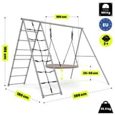 HyperMotion Vrtno igrišče s štorkljinim gnezdom in plezalno mrežo - premer 100 cm, jekleni okvir, nastavljiva višina, starejši od 3 let