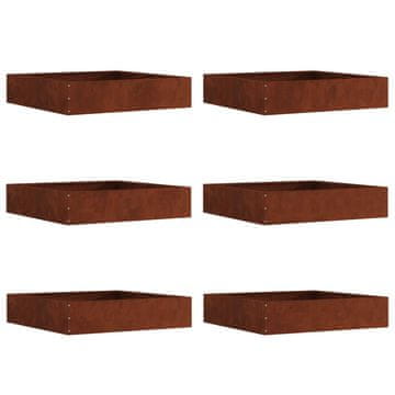 Vidaxl Robovi trave 6 szt. Rjav 60 x 60 x 13 cm Vremensko odporno jeklo