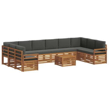 Vidaxl Zunanja garnitura za sedenje 11 szt. Naravna in antracitna