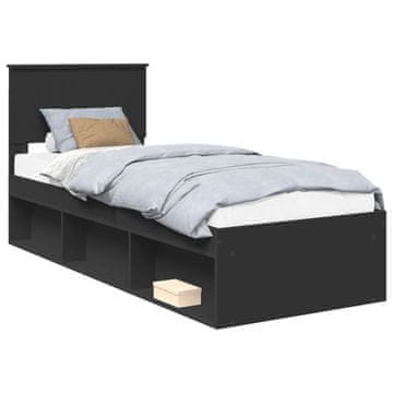 Vidaxl Konstrukcija postelje Črna 75 x 190 cm Masivno borovo les