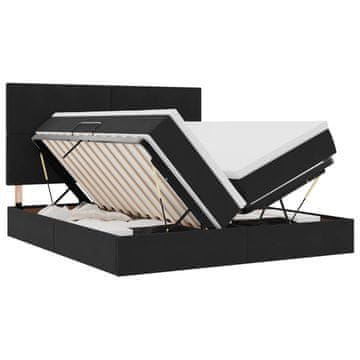 Vidaxl LED Postelja za Shranjevanje z Blazino Črna 180 x 200 cm Žamet