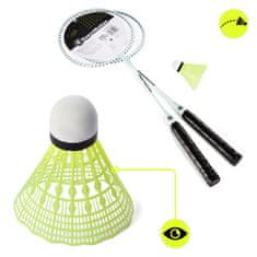 HyperMotion Badmintonski komplet z dvema jeklenima loparjema za igro - plastična žogica, vsak meri 66 x 20 cm, rekreativni šport za starost 10+ let
