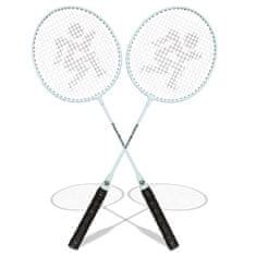 HyperMotion Badmintonski komplet z dvema jeklenima loparjema za igro - plastična žogica, vsak meri 66 x 20 cm, rekreativni šport za starost 10+ let