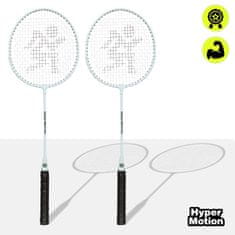 HyperMotion Komplet dveh jeklenih loparjev za badminton v zeleni barvi - torbica iz tkanine Oxford, mere 66 x 20 cm, igra na prostem, starost 10+ let