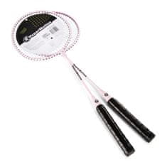 HyperMotion Rožnati komplet za badminton z dvema jeklenima loparjema - mere loparja 66 x 20 cm, prevleka iz tkanine Oxford, športni set, starost 10+ let