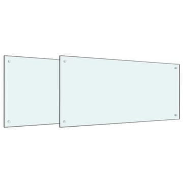 Vidaxl Kuhinjski panel 2 szt. Bela 100 x 50 cm kaljeno steklo