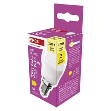 Emos LED žarnica ZQ1011 CLS miniglobe 2.5 W (32W) 350lm warm white
