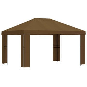 Vidaxl Paviljon 4 × 3 m Taupe Poliester in jeklo 190 gsm