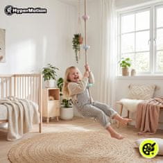 HyperMotion Plezalna vrv z ročaji in diskom za guganje otrok - funkcija 2 v 1, nosilnost 50 kg, nedrseče stopnice z razmikom 35 cm, od 3 let