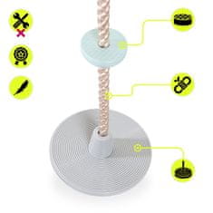 HyperMotion Plezalna vrv z ročaji in diskom za guganje otrok - funkcija 2 v 1, nosilnost 50 kg, nedrseče stopnice z razmikom 35 cm, od 3 let