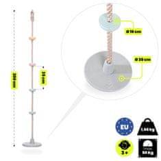 HyperMotion Plezalna vrv z ročaji in diskom za guganje otrok - funkcija 2 v 1, nosilnost 50 kg, nedrseče stopnice z razmikom 35 cm, od 3 let