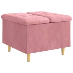 Vidaxl Ottoman s shranjevanjem Roza 60 x 60 x 45 cm Žamet