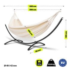 HyperMotion Viseča mreža s kovinskim obokastim stojalom za teraso - površina 200 x 150 cm, nosilnost 100 kg, montaža brez orodja, za vrt