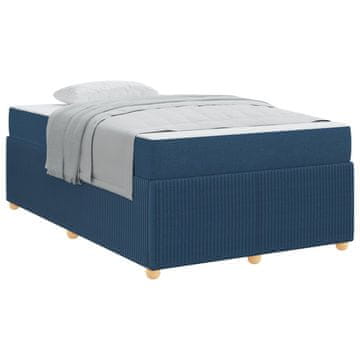 Vidaxl Konstrukcija postelje z vzmetnico Modra 120 x 200 cm blago