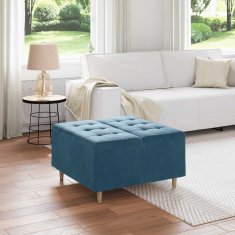 Vidaxl Ottoman s shranjevanjem Modra 80 x 80 x 45 cm Žamet