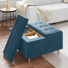 Vidaxl Ottoman s shranjevanjem Modra 80 x 80 x 45 cm Žamet