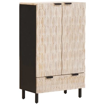 Vidaxl Visok predalnik s predalom Bel pranje finiš 60 x 33 x 100 cm