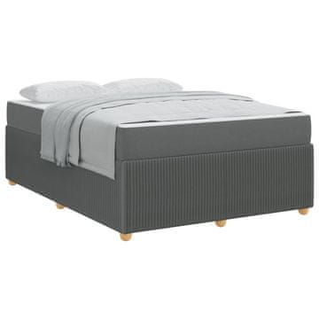 Vidaxl Konstrukcija postelje z vzmetnico Temno siva 160 x 200 cm blago