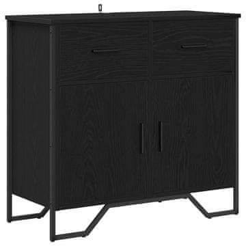 Vidaxl Strani šal s predalom Črna Orehovina 79,5 x 35,5 x 74,5 cm