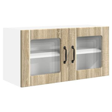 Vidaxl Steklena omara na steni PORTO Sonoma hrast 80 x 31 x 40 cm