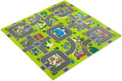 Moby System Penasta podloga z mestnim vzorcem za dojenčke in otroke - 90 x 90 cm, debela 1 cm, 9 povezljivih delov, iz EVA, vodoodporna, nedrseča