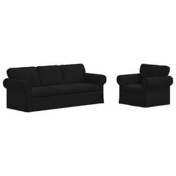 Vidaxl Kavčna garnitura 2 szt. Črna 215 x 82 x 80 cm blago