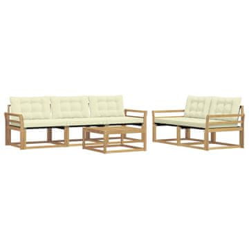Vidaxl Zunanja garnitura za sedenje 6 szt. Bela in krem 79 x 79 x 37 cm