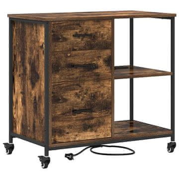 Vidaxl Omara z polnilno postajo Dimljeni oreh 76 x 41 x 72 cm