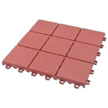 Vidaxl Tla za teraso 10 szt. Rdeča 30,5 x 30,5 x 2,2 cm Polipropilen