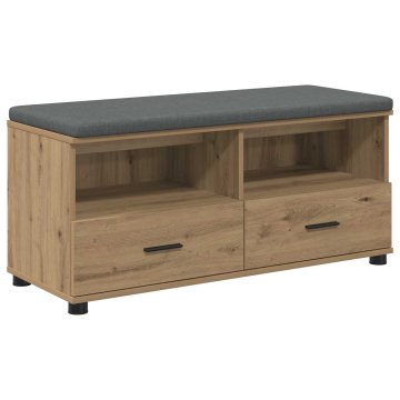 Vidaxl Haldna klop z blazino s predalom Obrtni Hrast 100 x 38 x 46 cm