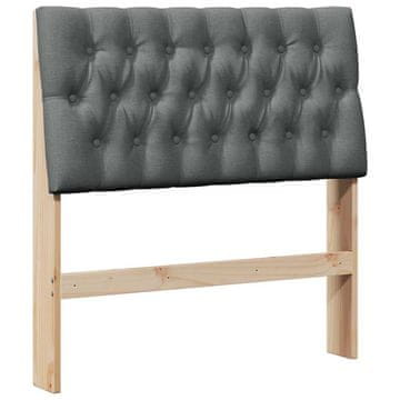 Vidaxl Tapecirano vzglavje Temno siva 90 cm Masivno borovo les