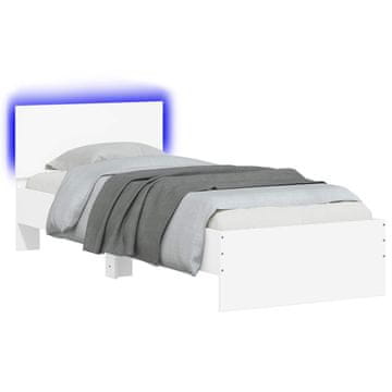 Vidaxl Posteljni okvir z LED Bela 80 x 200 cm Inženirski les