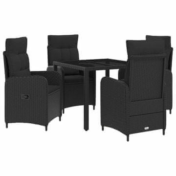Vidaxl Zunanja jedilnica 5 szt. Črna 90 x 90 x 75 cm poli ratan