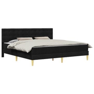 Vidaxl Posteljni okvir z vzmetnico z vzglavjem Črna 200 x 200 cm blago