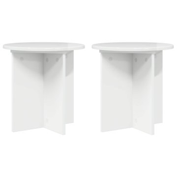 Vidaxl Stojalo za rastline 2 kos Bela visok sijaj 40 x 40 x 40 cm