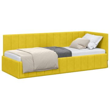 Vidaxl Kotna postelja z vzglavjem Rumena 80 cm x 200 cm Žamet